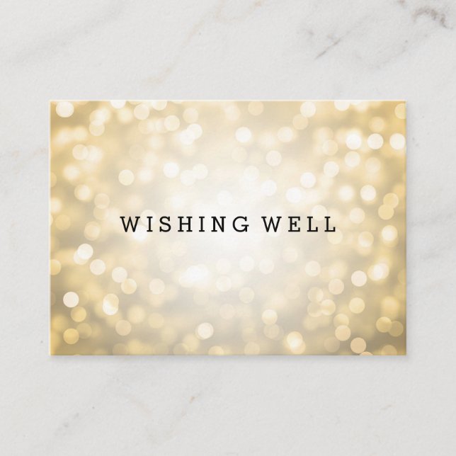 Wishing Well Gold Glitter Lights Enclosure Card (Front)