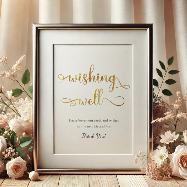 "Wishing Well" Gold White trendy Wedding Sign (Creator Uploaded)