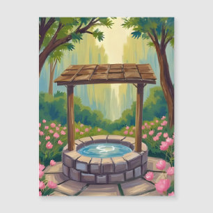 Wishing Well Magical Floral Forest Magnetic Card