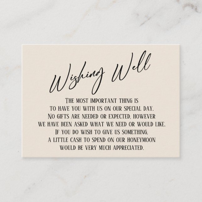 Wishing Well Modern Handwriting Simple Cream Enclosure Card (Front)