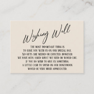Wishing Well Modern Handwriting Simple Cream Enclosure Card