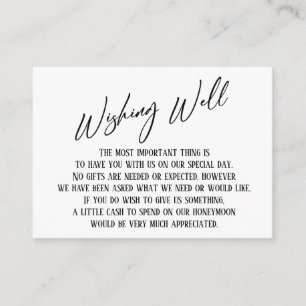 Wishing Well Modern Handwriting Simple Wedding Enclosure Card