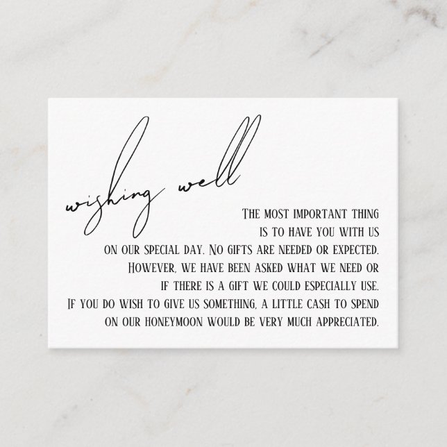 Wishing Well Modern Slim Handwriting White Enclosure Card (Front)