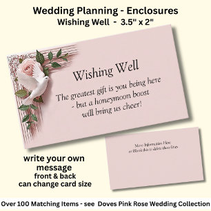 Wishing Well - Pink Roses & Doves Wedding Enclosure Card