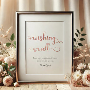 "Wishing Well" Rose gold White simple Wedding Sign