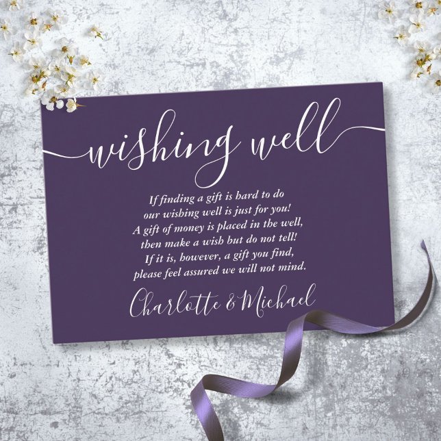 Wishing Well Signature Purple Wedding Enclosure Card (Wishing Well Signature Purple Wedding Enclosure Card)