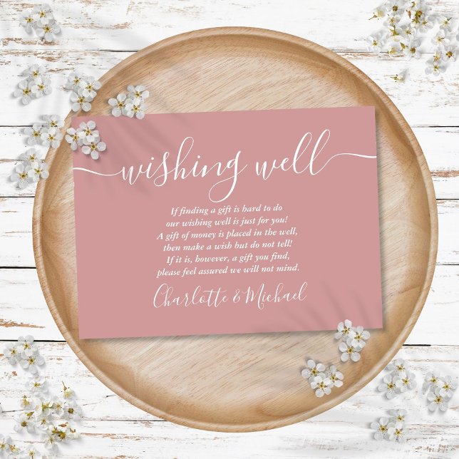 Wishing Well Signature Script Dusty Rose Wedding Enclosure Card (Wishing Well Signature Script Dusty Rose Wedding Enclosure Card)