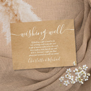 Wishing Well Signature Script Rustic Kraft Wedding Enclosure Card