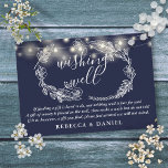 Wishing Well String Lights Navy Blue Wedding Enclosure Card<br><div class="desc">This elegant navy blue wedding wishing well enclosure card featuring pretty string lights and hand-drawn floral can be personalised with your special message and names. Designed by Thisisnotme©</div>