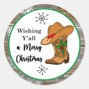Wishing Y'all a Merry Christmas Classic Round St  Sticker