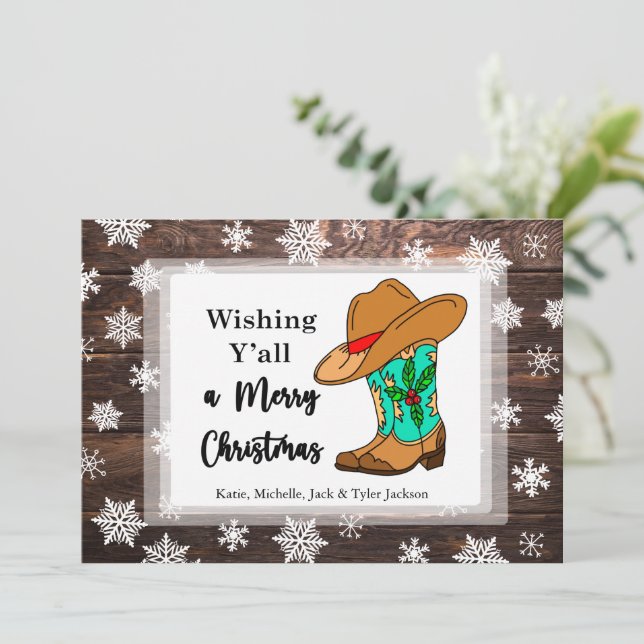 Wishing Y'all a Merry Christmas  Holiday Card (Standing Front)