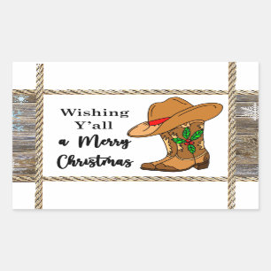 Wishing Y'all a Merry Christmas Rectangular Sticker