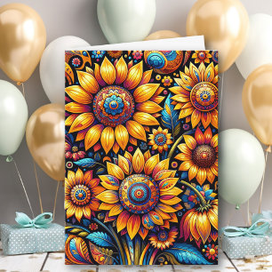 Wishing You a Beautiful Birthday   Sunflower Art Card