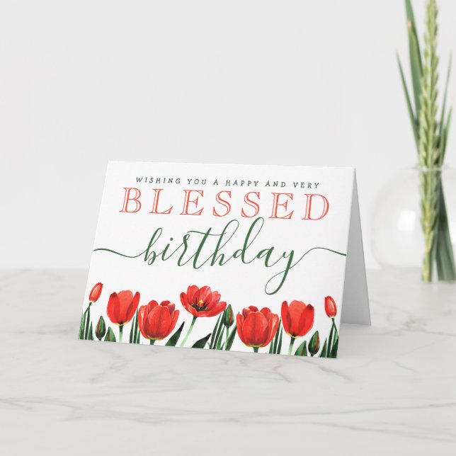 Wishing you a BLESSED Birthday Thank You Card (Front)