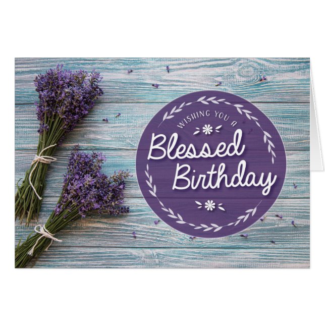 Wishing you a Blessed Birthday with Lavender (Front Horizontal)