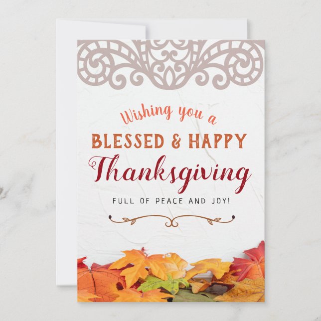 Wishing you a Blessed & Happy Thanksgiving Card (Front)