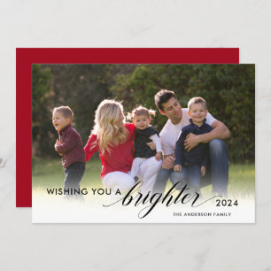 Wishing You a Brighter 2024 Photo Red New Years Holiday Card