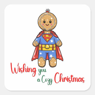 Wishing you a cosy Christmas Cute Cookies Square Sticker