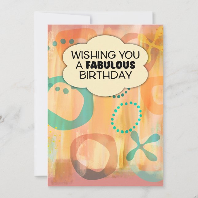 Wishing You a Fabulous Birthday Orange Card (Front)