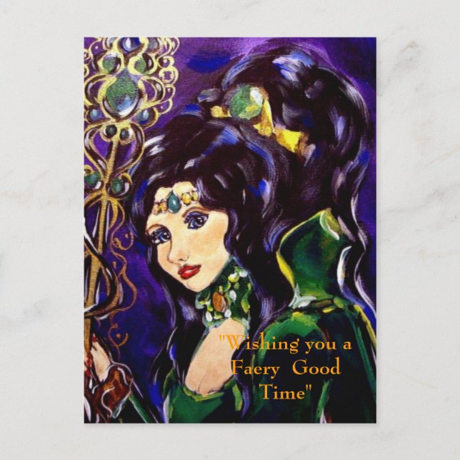 "Wishing you a  Faery  Good Time" Postcard (Front)