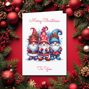 Wishing you a Festive Christmas   Holiday Gnomes Card
