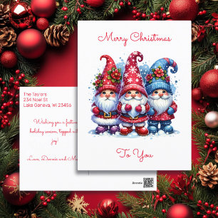 Wishing you a Festive Christmas Holiday Gnomes Postcard