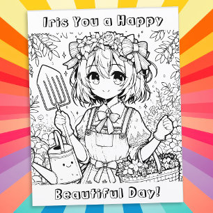 Wishing You a Happy Beautiful Day Colouring Page