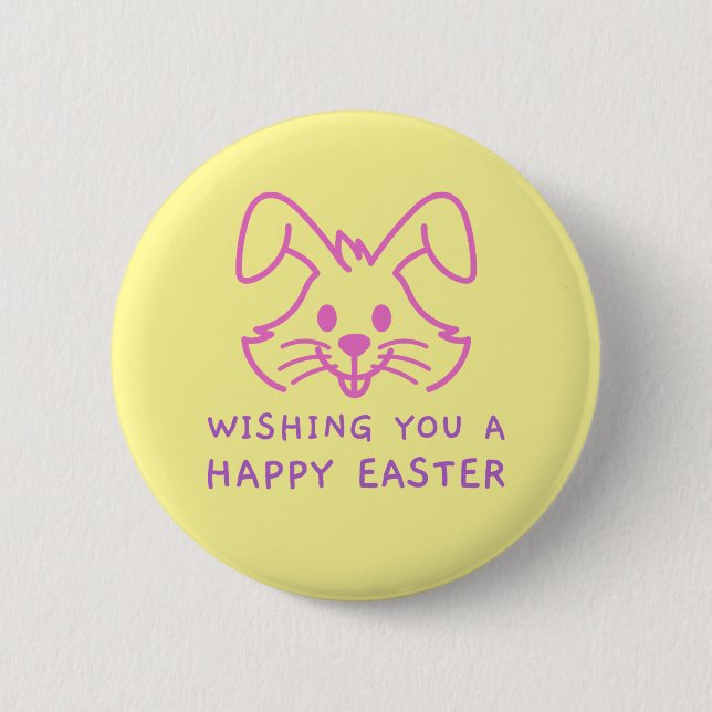 Wishing You a Happy Easter Bunny Button (Front)