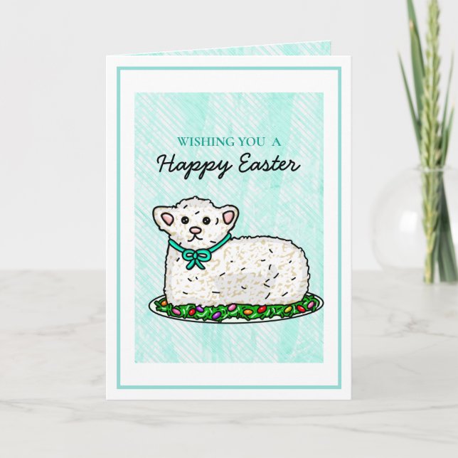 Wishing you a Happy Easter | Cute Lamb Cake   Thank You Card (Front)