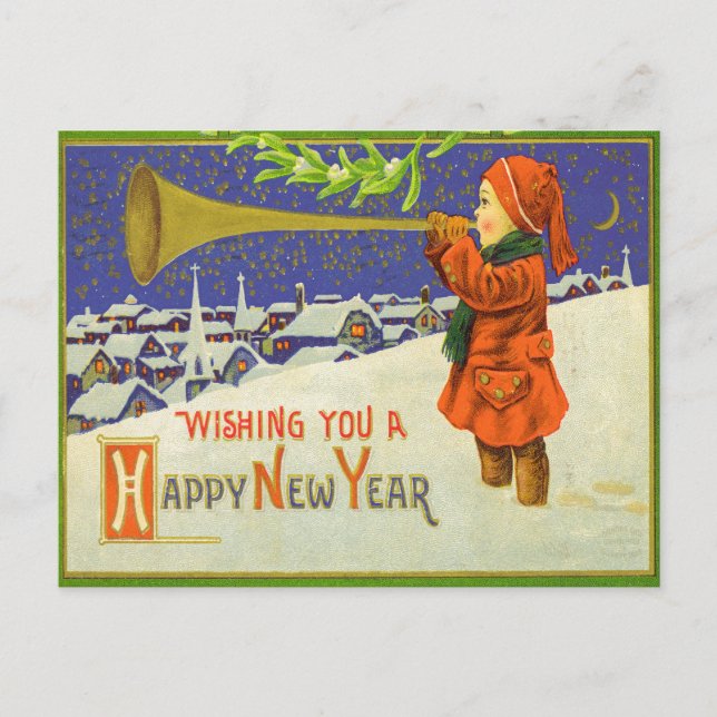 Wishing You a Happy New Year Holiday Postcard (Front)