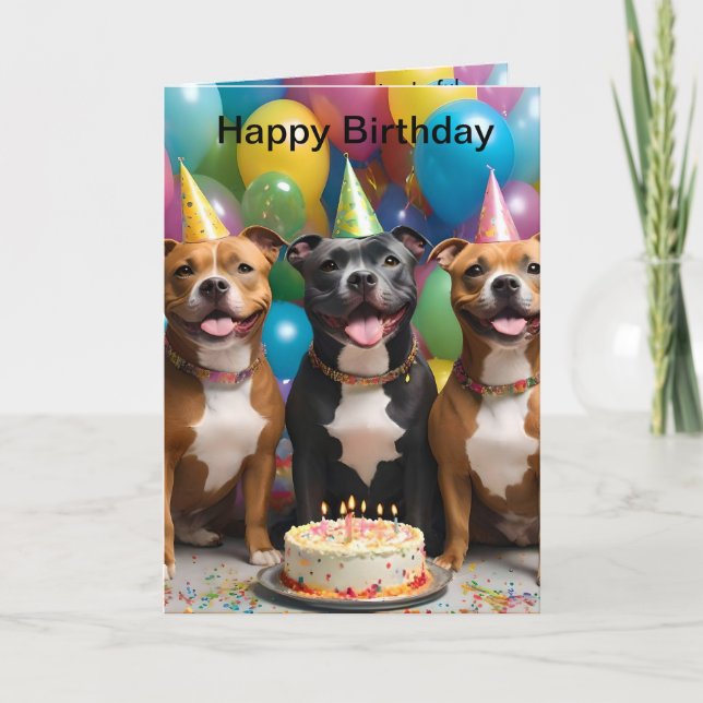 Wishing You A Happy Staffy Birthday, Bday Card (Front)