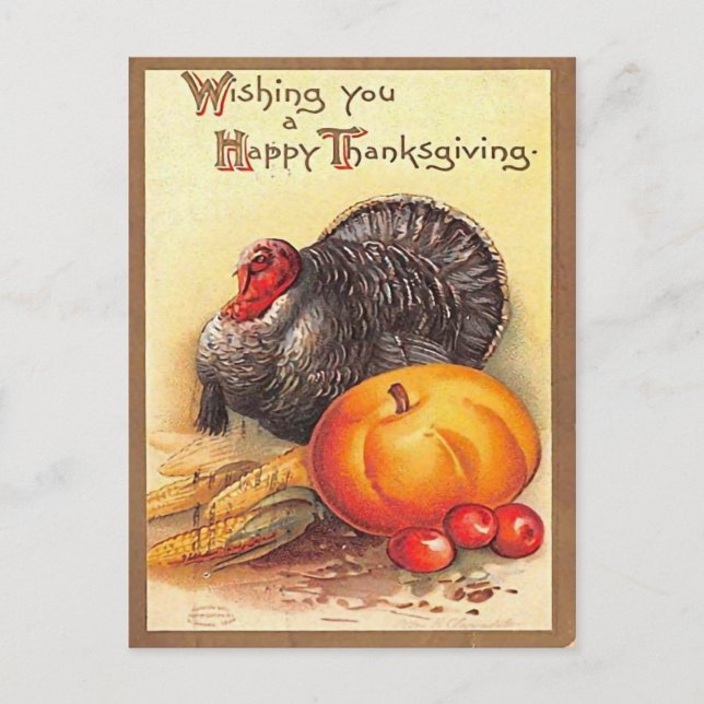 Wishing You a Happy Thanksgiving Postcard (Front)