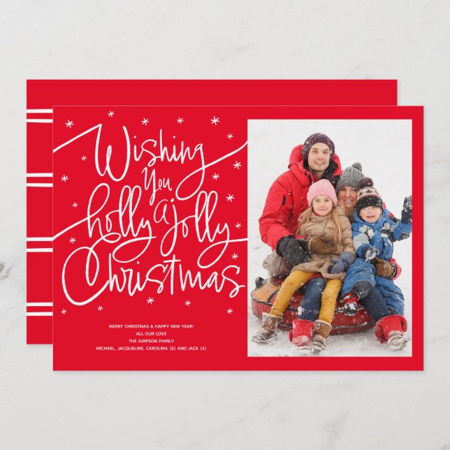 Wishing You a Holly Jolly Christmas Holiday Card (Front/Back)