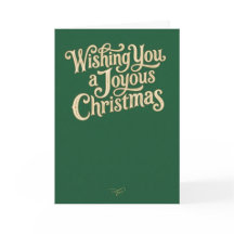 Wishing You a Joyous Christmas Green Greeting Card