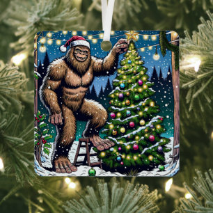 Wishing you a Legendary Christmas Funny Bigfoot Metal Tree Decoration
