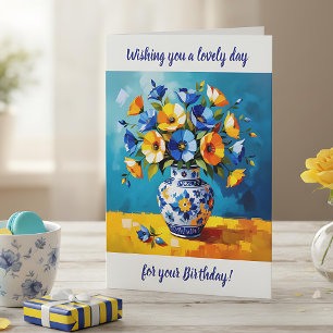 Wishing you a Lovely Birthday   Flowers Card