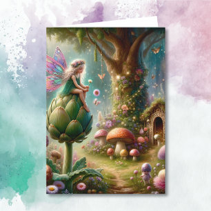 Wishing You a Magical Day   Fairy on Artichoke Card