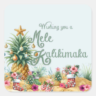 Wishing You a Mele Kalikimaka Card Square Sticker