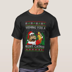 Wishing You A Meowy Catmas Ugly Christmas Santa A T-Shirt