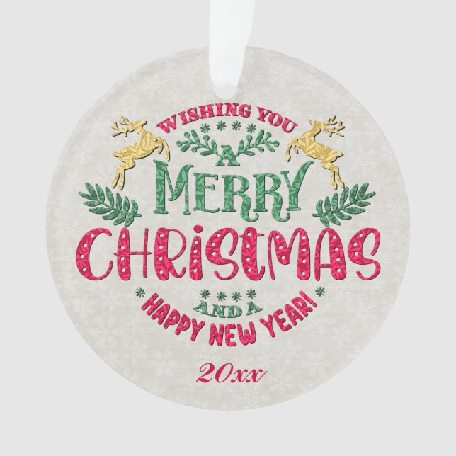 Wishing You a Merry Christmas & a Happy New Year Ornament (Front)