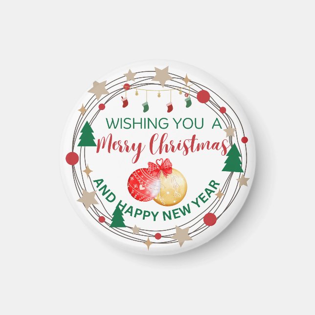 wishing you a merry christmas and happy new year magnet (Front)