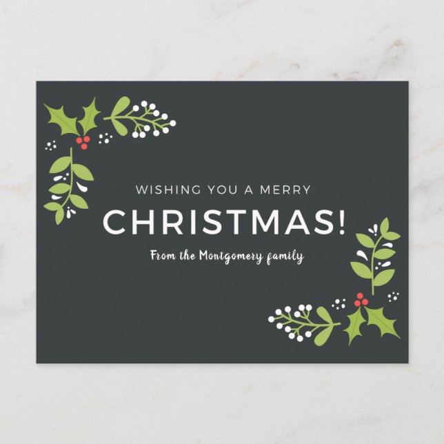 Wishing You A Merry Christmas! Customisable Postcard (Front)