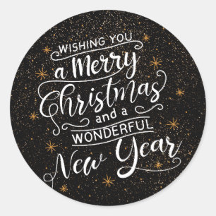 Wishing You A Merry Christmas Holiday Greetings Classic Round Sticker