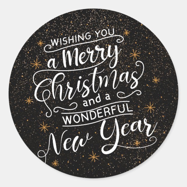 Wishing You A Merry Christmas Holiday Greetings Classic Round Sticker (Front)