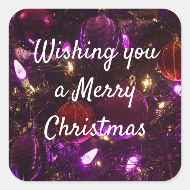 Wishing you a Merry Christmas Purple Stickers (Front)