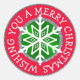 Wishing you a Merry Christmas Snowflake Sticker