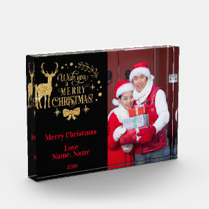 Wishing You A Merry Christmas w Deer / Keepsake Photo Block