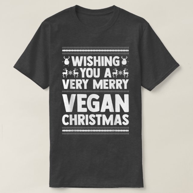 Wishing You A Merry Vegan Christmas Ugly Xmas Vege T-Shirt (Design Front)