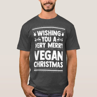Wishing You A Merry Vegan Christmas Ugly Xmas Vege T-Shirt