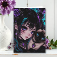 Wishing You a Paw-some Birthday | Anime Girl & Cat